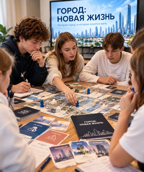 "Город: Новая жизнь" — семейная профориентационная игра для подростков 12–15 лет и их мам.
