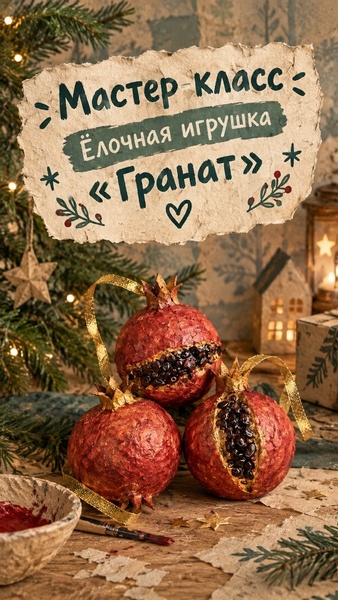 Мастер-класс по елочной игрушке "Гранат с натуральными камнями"