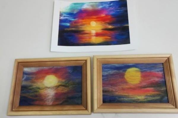 Создание мини картины из шерсти