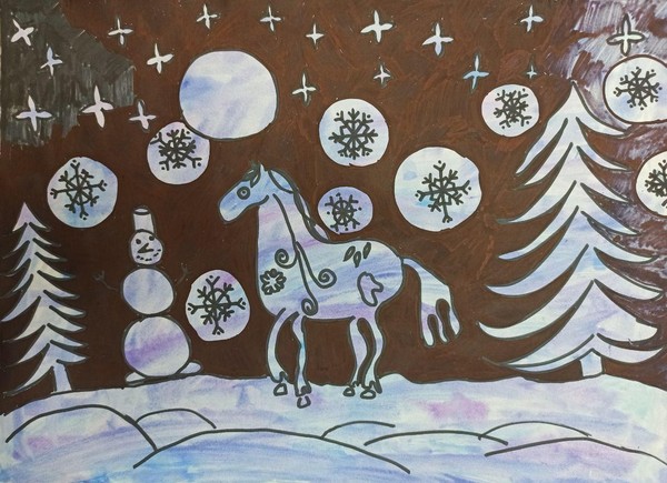 Виртуальная выставка «Зимние композиции в графике»