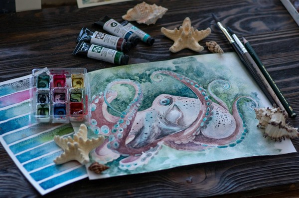 Мастер-класс рисование в технике «Скетчинг» Рисование на тему: «Подводный мир»