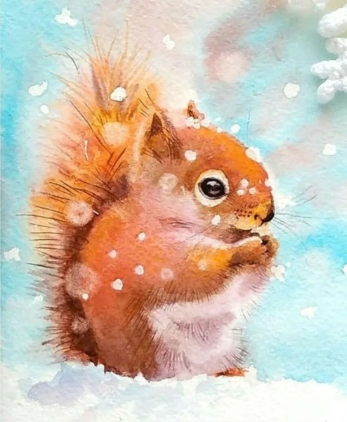 21.02 в 14.00 Мастер-класс для детей "Белочка", акварель + карандаши.