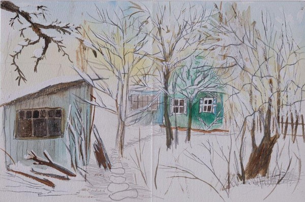 Мастер-класс «Пишем зимний деревенский пейзаж акварелью»