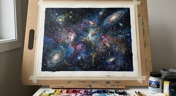 Мастер-класс «Рисуем космос. Смешанная техника, набрызг»