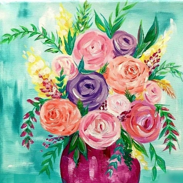 28.02 в 14.00 Мастер-класс для детей "Букет цветов", акрил..