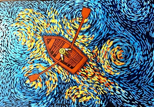 Мастер-класс «Звездная лодка» акриловая живопись на холсте