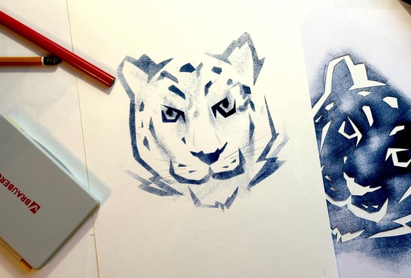 Мастер-класс «Белый барс. Трафаретная печать»