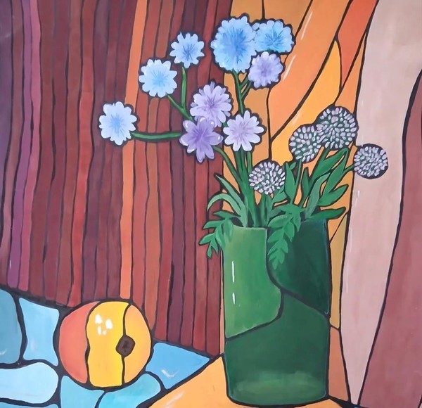 Мастер-класс «Декоративный натюрморт в стиле витражной техники»