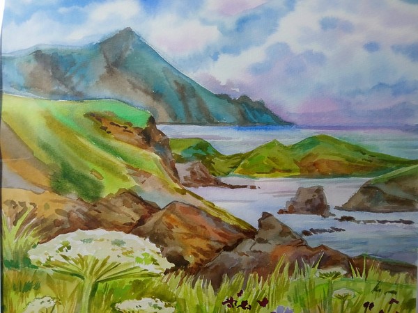 Мастер-класс «Бухта острова Шикотан. Техника акварель по сырому»