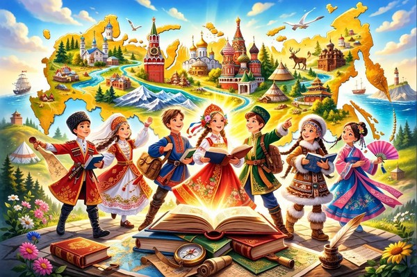 Литературно–игровая программа «Книжные приключения по многонациональной России»