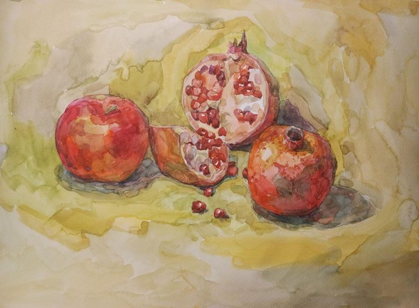 Мастер-класс по живописи «Гранаты акварелью»