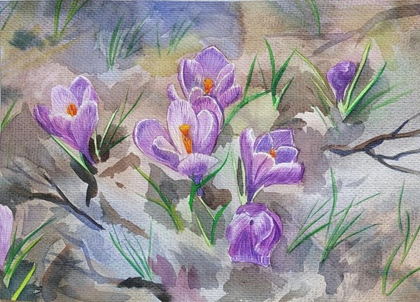 Мастер-класс по акварельной живописи «Крокусы»