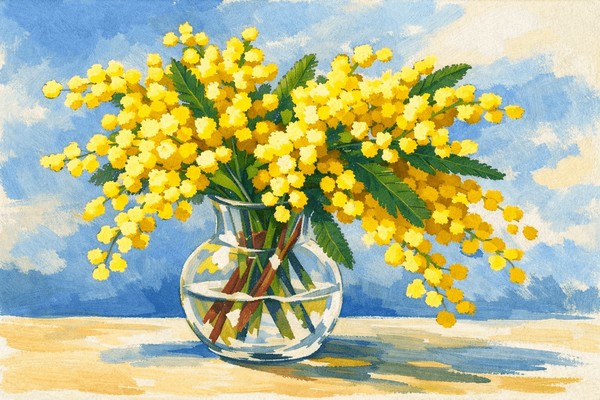 Мастер-класс «Пишем букет мимозы в гуашевой технике»