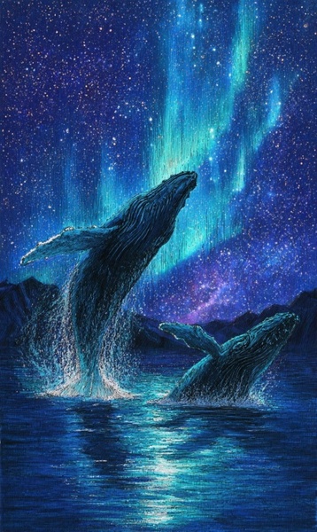 5.03 в 18.30 Мастер-класс по светящимся картинам "Киты", акрил + светящиеся краски.