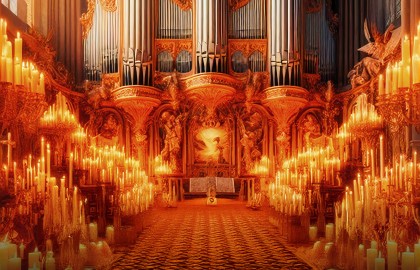 Романтический орган при свечах