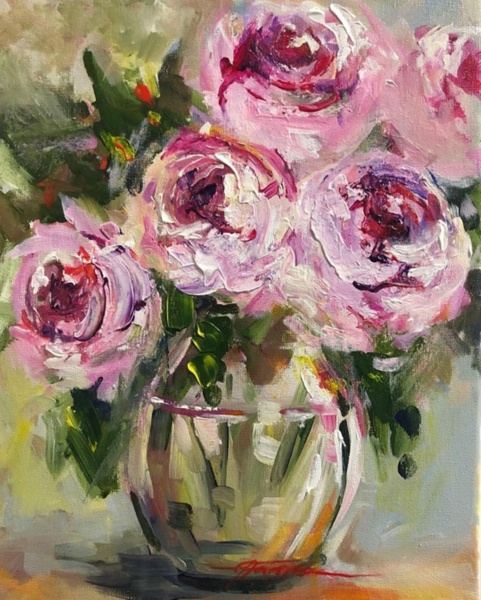 6.03 в 18.30 Мастер-класс "Розы", масло/акрил.