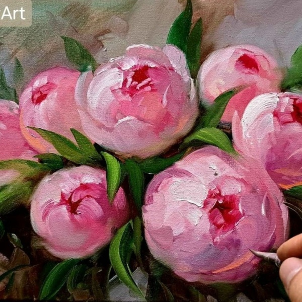 8.03 в 13.00 Мастер-класс "Пионы", масло.