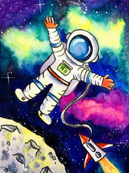 11.04 в 14.00 Мастер-класс для детей "В открытом космосе", акварель.