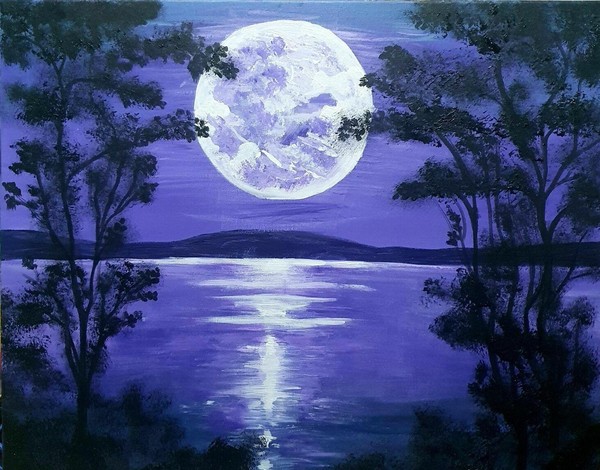 Картина акрилом «Лунная соната»