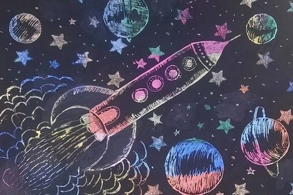 Мастер-класс «Космический пейзаж в технике граттаж»