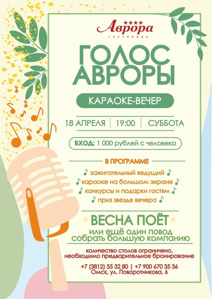 Караоке-вечер «Голос Авроры»