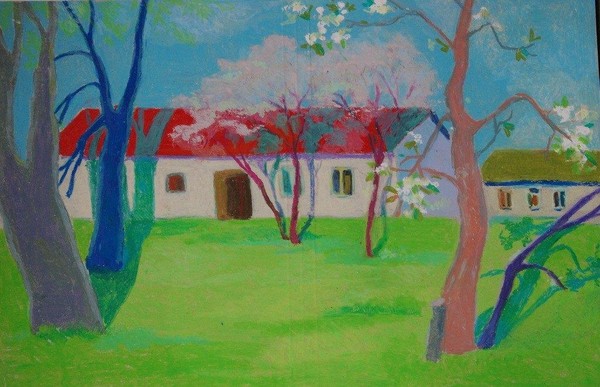 Творческое занятие масляной пастелью «Яблони в цвету»