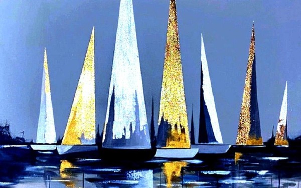 Арт-встреча «Картина с поталью «Лодки у причала»