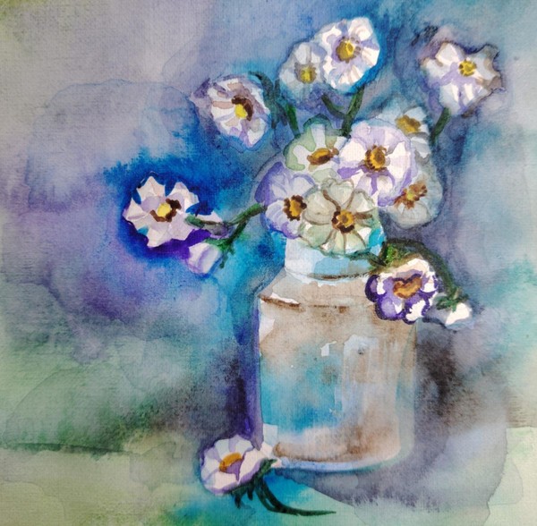Урок по акварельной живописи «Цветы в вазе»