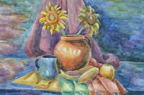 Виртуальная выставка «Акварельный этюд с сухоцветами»