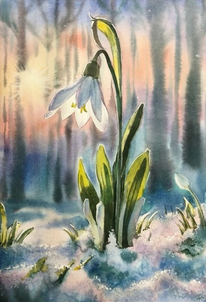 5.04 в 17.00 Мастер-класс "Подснежники", акварель.