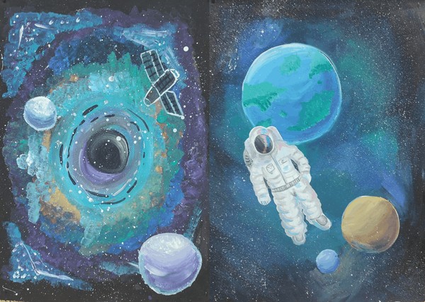 Выставка рисунков учащихся «Человек и космос»