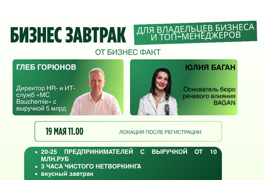 Бизнес-завтрак для владельцев бизнеса от московского клуба «Бизнес Факт»