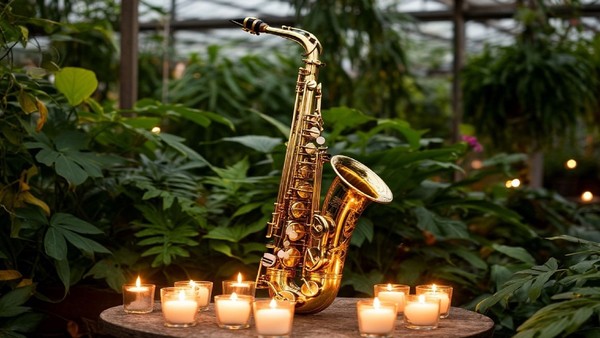 Романтический джаз в оранжерее при свечах