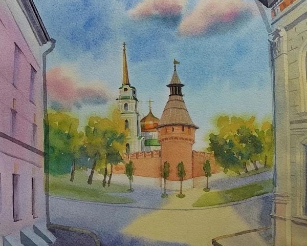 Мастер-класс по акварельной живописи «Золотой час у Кремля»
