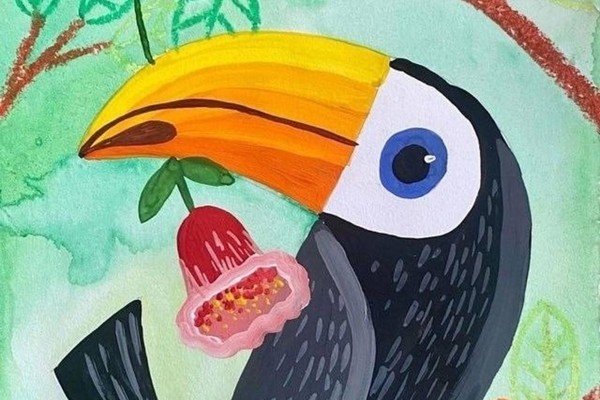 Мастер-класс «Тропический тукан: рисуем яркую картину в смешанной технике»