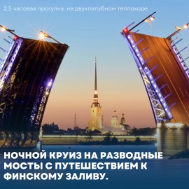 Ночной круиз на разводные мосты с путешествием к Финскому заливу и дискотекой
