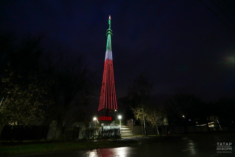 Праздничное световое шоу на Казанской телебашне в честь 25-летия РТРС