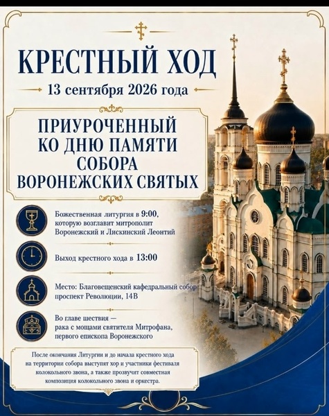 Крестный ход, приуроченный ко дню памяти Собора Воронежских святых
