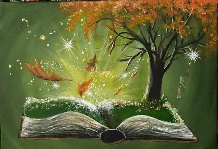 Волшебная книга или свободная тема, масло/акрил