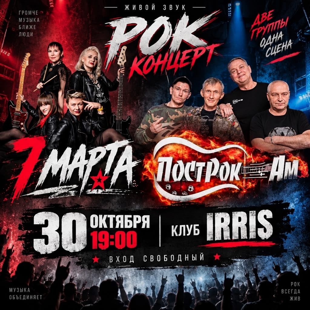 Рок-концерт двух групп в клубе IRRIS